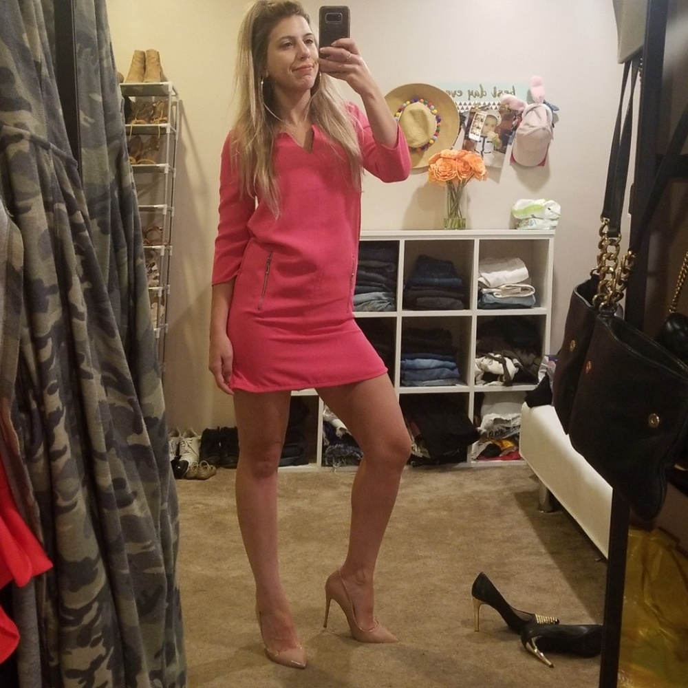 Hot pink mini dress